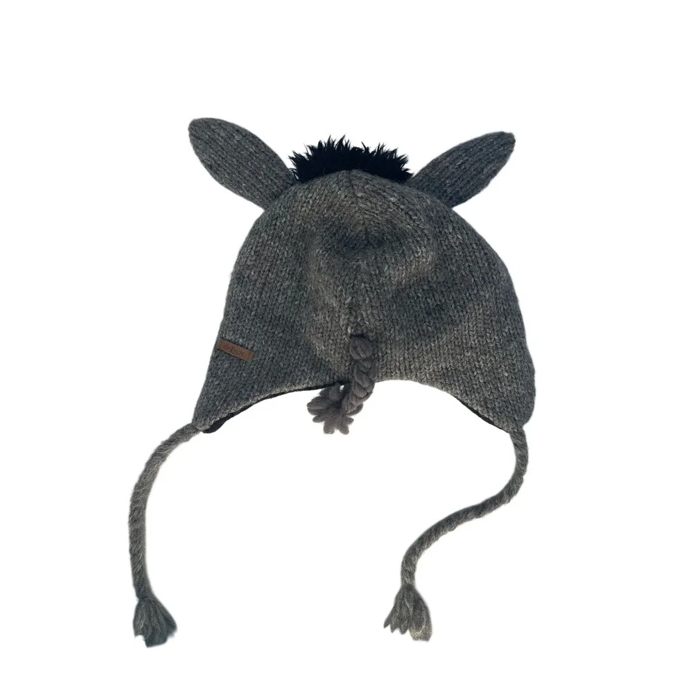 Delux Knit Donkey Hat Tassel Ear Flaps Winter Warm Beanie Nepal Wool Eeyore Mule
